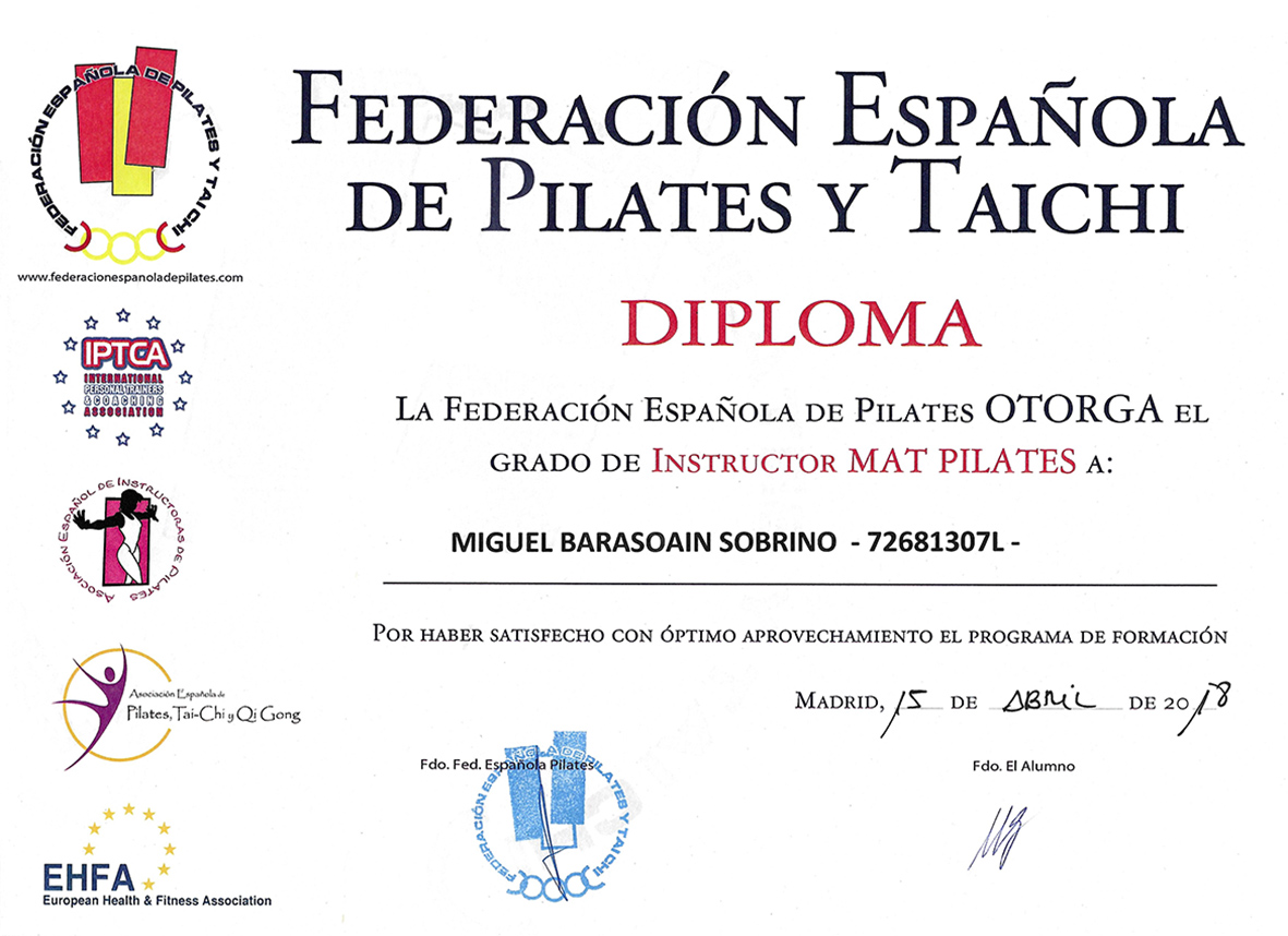 DIPLOMA PILATES SUELO Diploma Pilates suelo